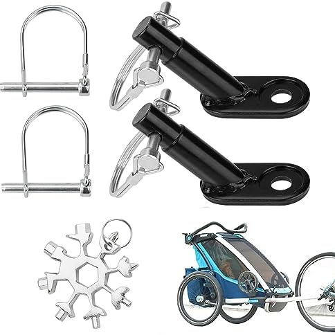 LightBeacon Fahrradanhänger Kupplung, Fahrradkupplung Anhänger, Fahrrad Anhängerkupplung,Fahrrad Kupplung, 2 Stück Anhängerkupplung Fahrrad + 2 Sicherungsstift +1 multifunktionsschlüssel