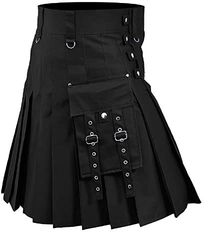 Gothic Rock Herren,Herren Steampunk Rock,Mittelalter Rock Herren Viktorianisch Renaissance Halloween Karneval Kostüm Festliche Röcke Gotischer Punk Stil Piratenrock Vintage Faltenrock Männer