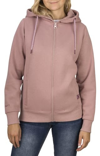 DENIMFY Sweatjacke Damen mit Kapuze Regular Fit DFClara Kapuzenjacke Reißverschluss, Größe:L, Farben:Antique Rose
