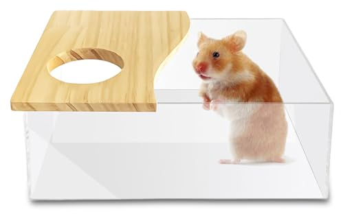 Haustier Hamster Badezimmer, Sandbad Hamster, Hamster Toilette, Sandbad Container Toilette Transparente Acryl Hamster Badebox, Abnehmbarer Hamster Sand Badezimmer für Mäuse, Lemminge(rechteckig)
