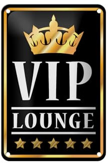 FEMER Blechschild Hinweis 12x18cm VIP Lounge Bar (s/w/g)