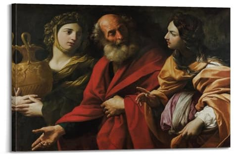 Lot And His Daughters Leaving Sodom Poster von Guido Reni, Wandkunst, Gemälde, Leinwanddrucke, Kunstwerke, Schlafzimmer, Wohnzimmer, Dekoration, 20 x 30 cm