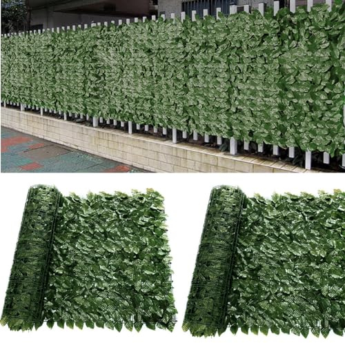 Baketron 300 X 100cm Artificial Hedge Roll Leaves Hedge Panels Trellis with Artificial Grass Backdrop Wall Green Grass Wall for Decor Privacy Fence Indoor Outdoor Garden Plant Wall Panels (2Roll)