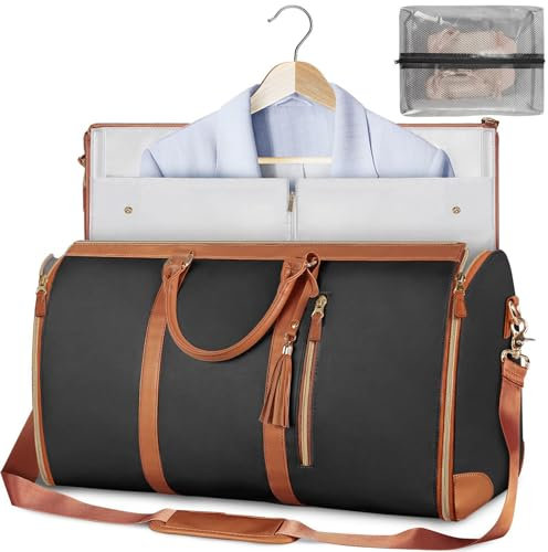 Faltbare Reisetasche Kleidertasche, Kleider Seesack 2 In 1 Hängender Koffer, Wasserdichter Kleidersack, Faltbare Sport-Reisetasche Mit Schuhfach, Geschenke für Männer, Frauen (Schwarz)