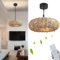 KZT Retro Deckenventilator mit Beleuchtung E27 Lampe mit Ventilator Deckenleuchte Natürlichen Rattan Gewebt Pendellampe mit Fernbedienung Vintage Deckenlampe für Wohnzimmer Schlafzimmer Esszimmer