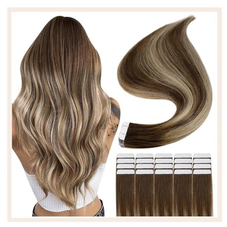 Tape Extension Echthaar Tape in Haarverlängerungen, 14-24 Zoll Tape in Haarverlängerungen Echthaar Balayage Tape Haarverlängerungen Glattes Remy Echthaar Tape in Extensions Remy Tape in Extensions ( S