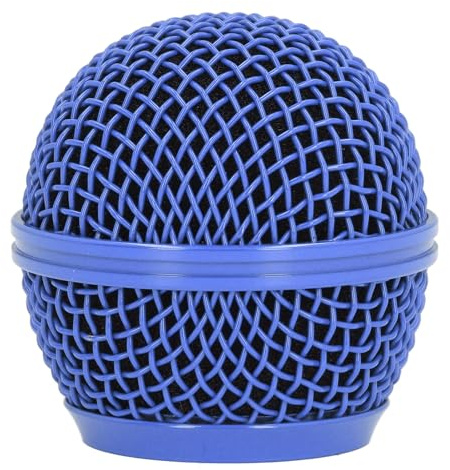 Plyisty Grille en Maille pour Microphones SM58, Remplacement de la Tête de Microphone en Acier Inoxydable, Remplacement de la Grille de Micro pour SM58S SM58LC BETA58 BETA58A SA M30 (Blue)
