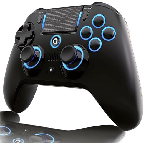 QRD Spark N5 Controller Wireless per PS4 Pro Slim PS3 PS2 Steam Deck PC Windows Mac iOS Android TV Box, Halleffect Controller con 3.5mm Audio Port+Speaker+Mic, Macro N1+N2, Turbo Speed Up