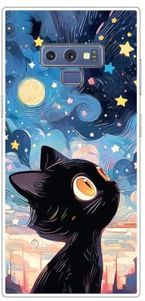 JEZSTHAI Custodia Compatibile con Samsung Galaxy Note 9 Cover Trasparente in Silicone Con Design Grafico,Ultra Sottile Antiurto Antigraffio Morbida TPU Protettiva Case,Gatto