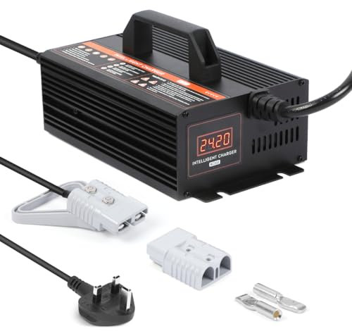 Forklift Battery Charger 24V 20A, Forklift Charger 24 Volt with Trickle Charging, Anderson Plug,LCD Display 24V Lead Acid Battery Charger for Pallet Jack, Forklift, Floor Scrubber, Scissor Lifter