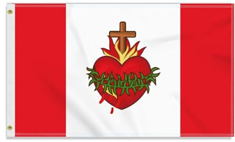 Große 90×150 CM Heiliges Herz Flagge,großes 150D Katholischen Freundschafts banner, Deutschlandfahne Doube-Seitendruck Dekor Messingösen large sacred heart