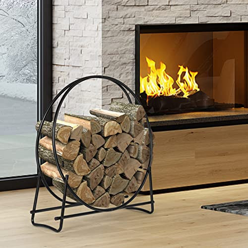 GYMAX Portalegna in Ferro, Supporto per Legno, Porta Ceppi, Carico 200 kg, per Camino, Terrazza, Patio, Interno ed Esterno, 95 x 33 x 102 cm