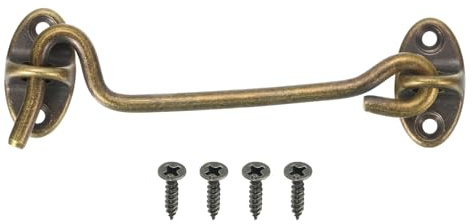 QUARKZMAN 4 Gancio e Occhiello, Serratura per Porta di Fienile Ottone Gancio Cabina Privacy per Cancello Finestra Porta Scorrevole Recinzione, Bronzo