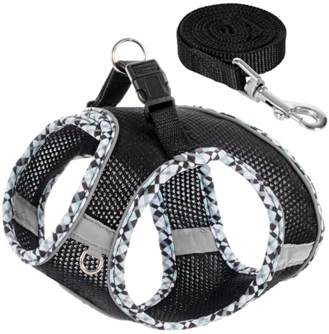 Dog Harness and Leash Set,Step-in Air Dog Vest, Reflective, No Pull Collarsfor Small, Medium Dogs, Cats - Secure with Hook & Loop Fastener, Buckle, Double D-Ring