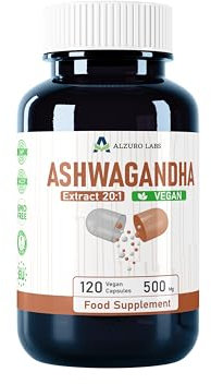 Alzuro Labs Ashwagandha | 10.000mg equivalente (500mg 20:1 Extracto) | 120 cápsulas veganas | Apoyo a altas dosis de estrés, energía y sueño | Suministro de 4 meses | Probado en laboratorio |
