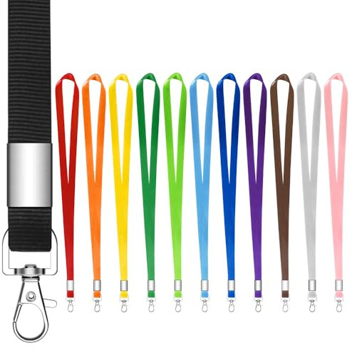 hoinya 12 Stück Schlüsselband Lanyard Mehrfarbige Schlüsselbänder Nylon Umhängeband mit Metall Swivel Karabinerhaken Haken für Schlüssel, Handy, Brieftaschen und Ausweishalter