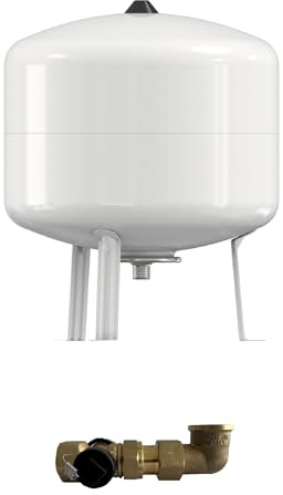 Vollmembran Ausdehnungsgefäß Heizung MAG 8-150 Liter Vordruck 1,5 bar Betriebsdruck 6 bar weiß (N100 L (100 Liter) Mit Kappenventil Eck)