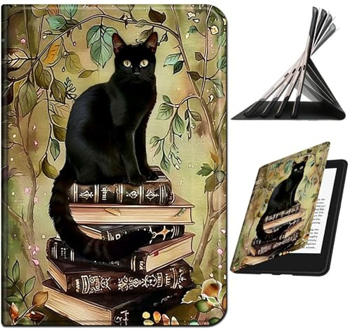 RWUTYTIUL for iPad 6th 5th Gen (9.7 Inch, 2018/2017)/iPad Air 2 Case | Slim Leather Smart Cover with Multi-Angle Anti-Slip Stand [Auto Wake/Sleep] Shell for Women Men, Book Cat