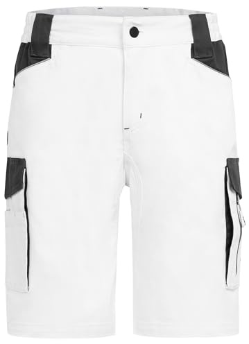 BWOLF Daytona Short de Travail Homme, Stretch Résistant, Multi-Poches Fonctionnelles, Confort Idéal pour Chantier, Artisan, BTP, Blanc., L