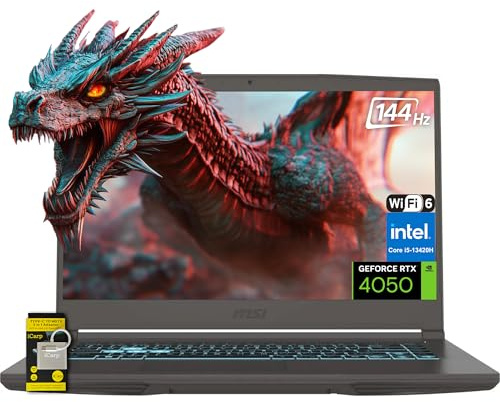 msi Thin 15.6 FHD 144Hz IPS Gaming Laptop, 13th Gen Intel Core i5-13420H, NVIDIA GeForce RTX 4050, 16GB RAM, 512GB SSD, WiFi 6, Backlit Keyboard, Cooler Boost, Win 11 w/ICP Hub