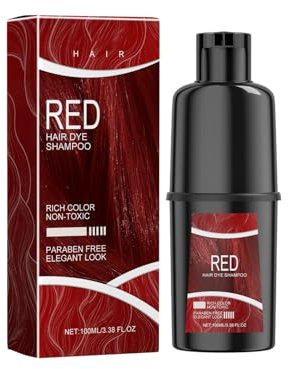 Shampoo Schwarze Haare, Black Hair Dye Shampoo 3in1, Haarfarbe shampoo,Grey Attack shampoos Anti Grau Effekt Farbshampoos Gegen Graue haare für Coloriertes für Frauen und Männer,100ml (Rot)