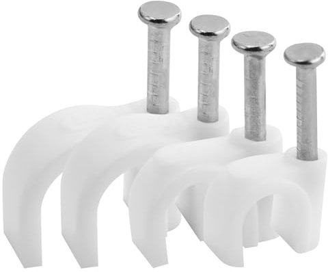 120 fascette per unghie bianche, morsetti per cavi durevoli, clip per chiodo, fissaggio per cavi, supporto per cavi da parete, clip adesive con chiodo inserito, per cavo ad alta tensione