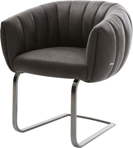 DELIFE Schwingstuhl Jada-Flex Freischwinger flach Graphit Mikrofaser Anthrazit Vintage Taschenfederkern