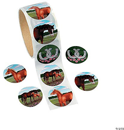 Fun Express - 100 Horse Stickers, 1 Roll, 1 1/2 , Assorted Designs