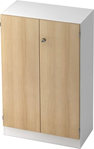 bümö Office Aktenschrank abschließbar, Büroschrank klein aus FSC-Holz, 80cm breit in Ahorn - abschließbarer Schrank, Büroschrank abschließbar, Büro Möbel Schrank System
