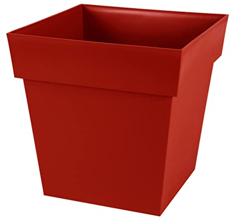 EDA - Pot de Fleur Carré TOSCANE 39 cm - Volume 38 L - 39 x 39 x H.39 cm - Rouge rubis