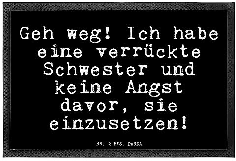 Mr. & Mrs. Panda 40 x 60 cm Fußmatte GEH Weg! Ich Habe... - Geschenk, Schwester, Eingangsteppich, Freundin, Schmutzfangmatte, Spruch Geschenke,