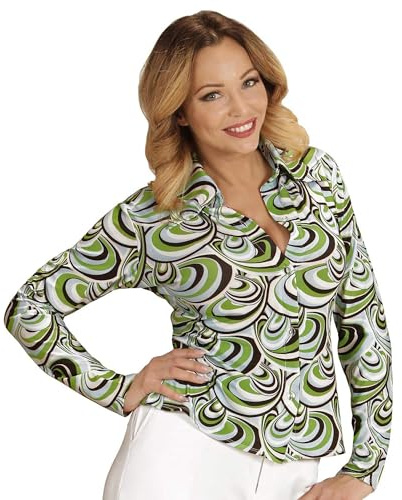 W WIDMANN MILANO Party Fashion - Blusa de los años 70 | Para mujer, camisa retro de Carnaval, fiesta temática «Disco Fever», disfraz al estilo de los 70