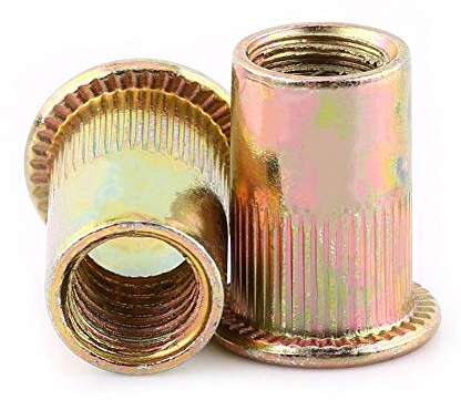 Walfront Zincado Acero al carbono Tuerca del remache Cabeza plana Roscado Remache Tuercas Tapa Surtido M3 M4 M5 M6 M8 M10 M12 (M12 20pcs)