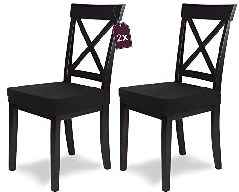 SCHEFFLER-Home Stuhlbezug Mia Schwarz / 2er Set Chair Cover Stuhl Überzug als Stuhlschoner/Stuhlhussen Schwarz als Sitzbezug Stuhl/Elegante Sitzbezüge für Stühle/geeignet als Bürostuhl Bezug