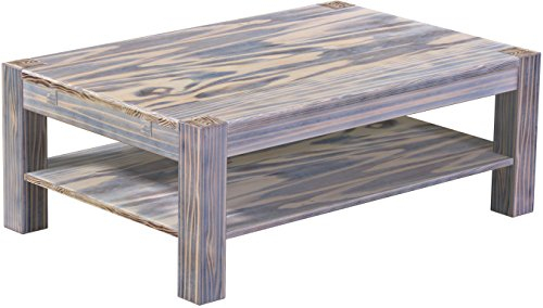 B.R.A.S.I.L.-Möbel Brasilmöbel Couchtisch Rio Kanto 120x80 cm Zebra Afrika mit Ablage Wohnzimmertisch Holz Tisch Pinie Massivholz Stubentisch Beistelltisch Echtholz Größe und Farbe wählbar