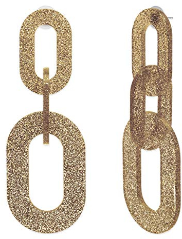 Soul-Cats 1 Paar Ohrringe Glitter Glitzer Disco im 80er Jahre Style, Farbe: gold