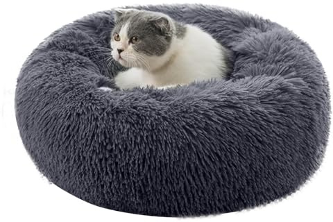 PETCUTE Hundebett Katzenbett Flauschige Marshmallow Katzen Bett Waschbar Runde Katzenkörbchen Weiches Hundekissen