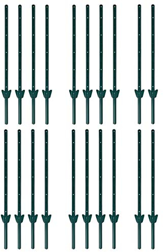 ESTEXO Zaunpfosten Zaunanker Erdanker Zaunhalter für Sechseckgeflecht und Volierendraht (20x 107 cm/Grün RAL 6005)