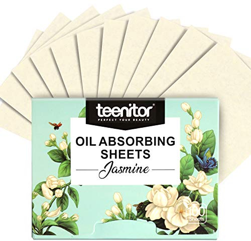 Teenitor Jasmine Oil Blotting Papers for Face - 100 Sheets, Oil Control Film Absorbing Sheets for Oily Skin, Men & Women