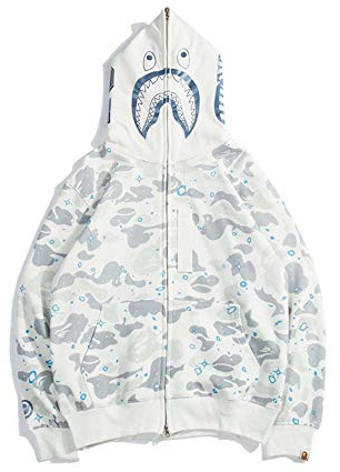 YGLCH Bape Ape Shark Streetwear Sweatshirts Full Zip Jacket,Unisex Bape Ape Shark Tarnung Haikopf Hoodie Kapuzenpulli Pullover,B,M