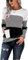 SMENG Ladies Long Sleeve Oversized T Shirts Crewneck Tunic Casual Autumn Tops Color Block Waffle Design Jumper Lightweight Blouses Grey Size UK14-16