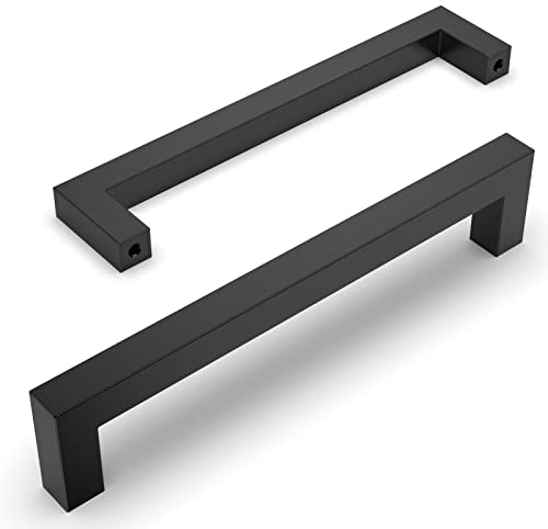 Amerdeco 10 Stück Möbelgriffe Edelstahl Schwarz Schrankgriffe Küchengriffe 160mm Lochabstand Schubladen Griffe Schubladengriffe Griffe für Küchenschränke Kleiderschrank