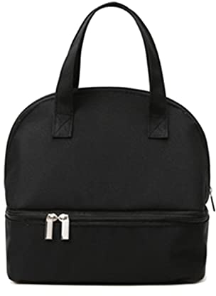 MOVKZACV Double Layer Insulated Baby Bottle Bag,Multi-Function Breastmilk Cooler Bag,Fits Up to 3 Bottles,Suitable for Breast Milk and Bottle Set(Black)
