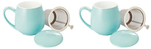 Cha Cult 2 X teemando® Kräuterteetasse Saara Porzellan, 3- teilig, türkis 0,35 l