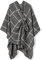 Villand Schal für Damen Poncho-Umhang Cardigan mit offener Vorderseite, Gürtel und Geschenktüte für Herbst und Winter (Hellgraues Plaid)