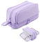 MAMUNU Large Capacity Pencil Case 4 Compartments, Big Pen Pouch with Zipper Portable Handle, Aesthetic Pencil Case Bag Stationery Organizer for Office College School Teen Girl Boy Men Women, Purple