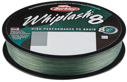 Berkley Whiplash8, Fishing Line, Superline, , Predator Fishing, Pike, Perch, Zander, Trout, Unisex, Moss Green, 0.08mm | 12.9kg | 28lb | 165yd