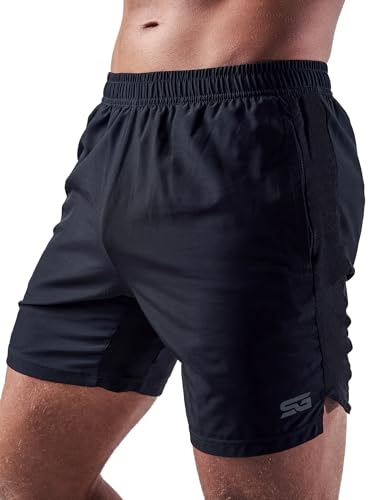 Satire Gym - Sporthose Herren kurz mit Taschen - Sport Shorts Männer als Laufhose Gymshorts (Running, Bodybuilding, Fitness schwarz, XXL)