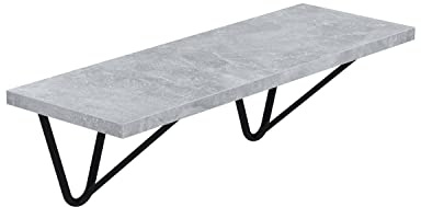 AKKE Wandregal - Hängeregal mit 18 mm Möbelplatte und Metallhalterungen - Wandablage für Moderne Wohnräume, Bücher, Pflanzen und Deko - Loft Wire - Beton 80x20cm