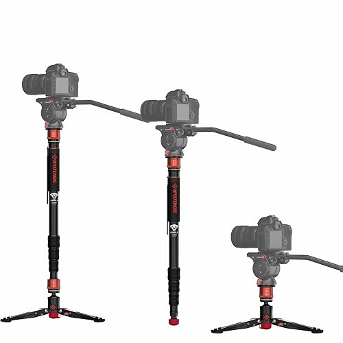 IFOOTAGE 71.65 monopod for cameras, telescopic monopod with feet, aluminum camera monopod, compatible with Sony Nikon DSLR cameras, load capacity up to 8 kg, Cobra 3 Monopod A180T